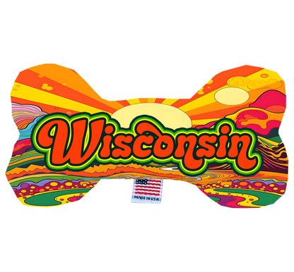 Pet & Dog Plush Bone Toys, "Wisconsin State Options" (Available in different pattern options)