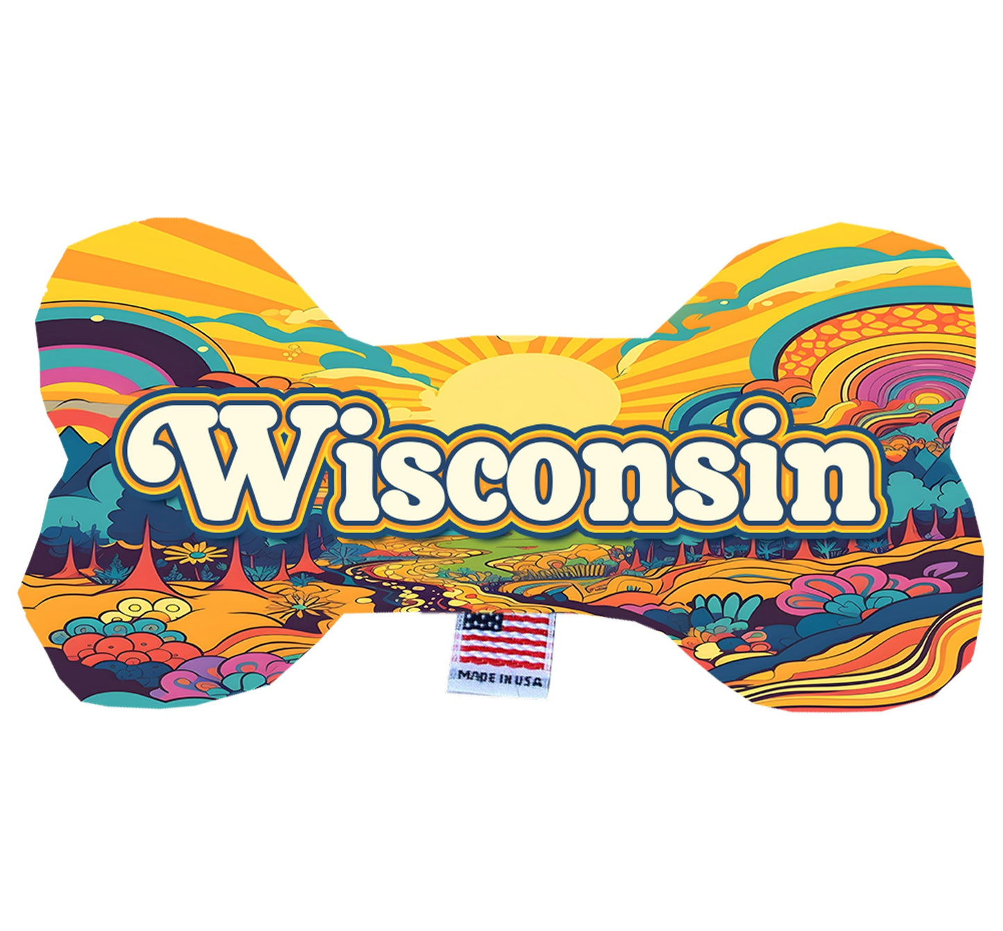 Pet & Dog Plush Bone Toys, "Wisconsin State Options" (Available in different pattern options)