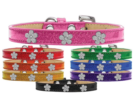 Dog, Puppy & Pet Widget Ice Cream Collar, "Silver Flower"