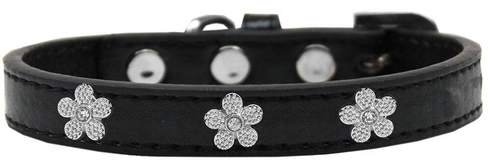 Dog, Puppy & Pet Widget Fashion  Collar, "Silver Flower"