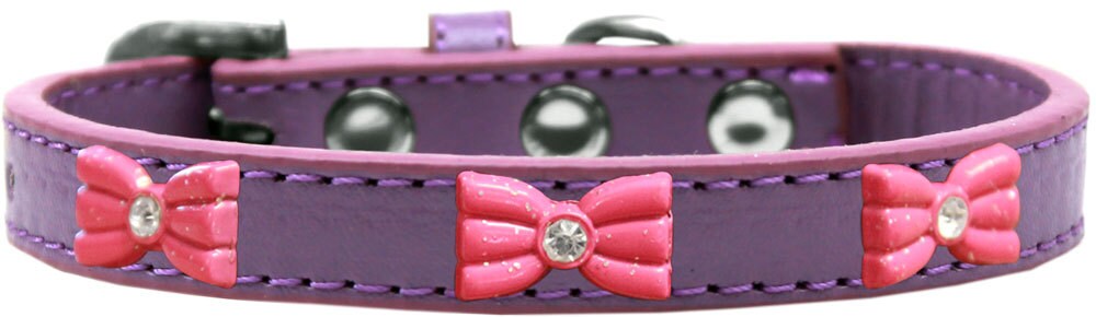 Dog, Puppy & Pet Widget Fashion Collar, "Pink Glitter Bow"