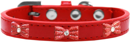 Dog, Puppy & Pet Widget Fashion Collar, "Red Glitter Bow"