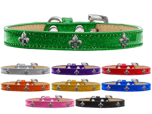 Dog, Puppy & Pet Widget Ice Cream Collar, "Silver Fleur De Lis"