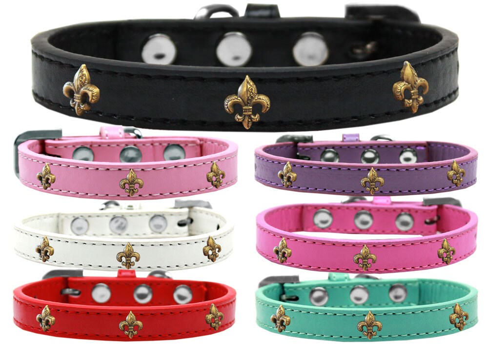 Dog, Puppy & Pet Widget Fashion  Collar, "Bronze Fleur De Lis"