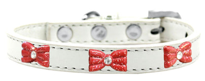 Dog, Puppy & Pet Widget Fashion Collar, "Red Glitter Bow"