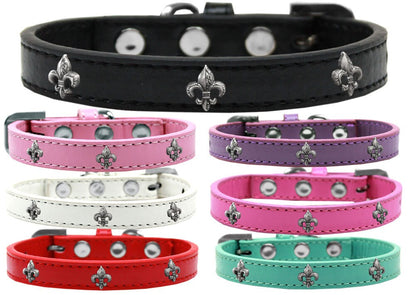 Dog, Puppy & Pet Widget Fashion Collar, "Silver Fleur De Lis"