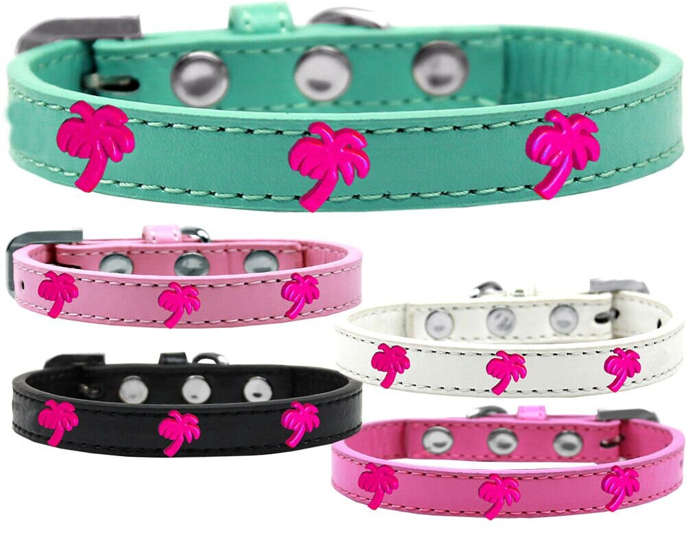 Dog, Puppy & Pet Widget Fashion  Collar, "Pink Palm Tree"