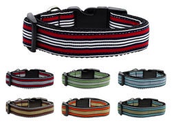 Pet Dog & Cat Nylon Collar or Leash, "Preppy Stripes"