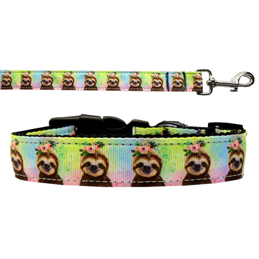 Pet Dog & Cat Nylon Collar or Leash, "Pretty Baby Sloths"