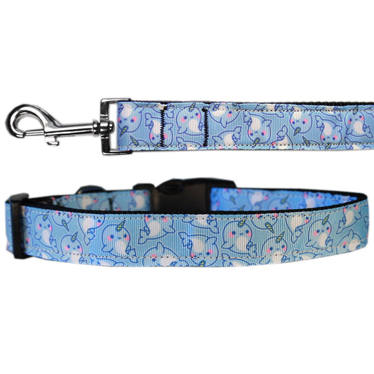 Pet Dog & Cat Nylon Collar or Leash, "Narwhals"