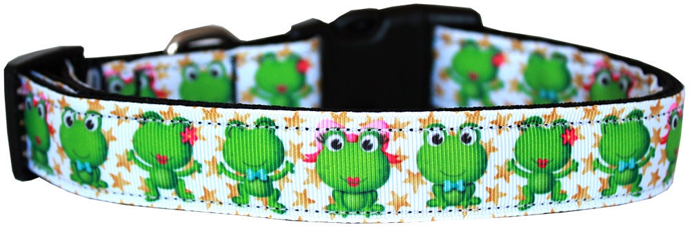 Pet Dog & Cat Nylon Collar or Leash, "Happy Frogs"