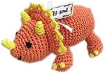 Knit Knacks Organic Cotton Pet, Dog & Cat Toy, "Bop The Triceratops"