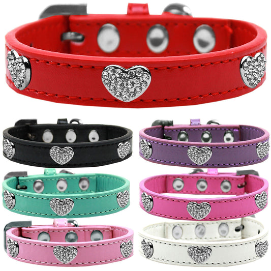 Dog, Puppy & Pet Widget Fashion Collar, "Clear Crystal Heart"