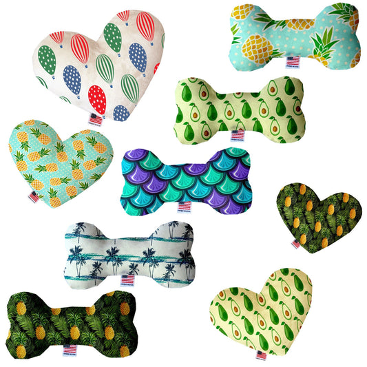 Pet & Dog Plush Heart or Bone Toy, "Summertime Fun Group" (Available in different sizes, and 6 different pattern options!)