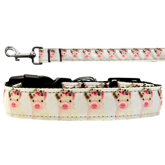 Pet Dog & Cat Nylon Collar or Leash, "Pretty Baby Pigs"