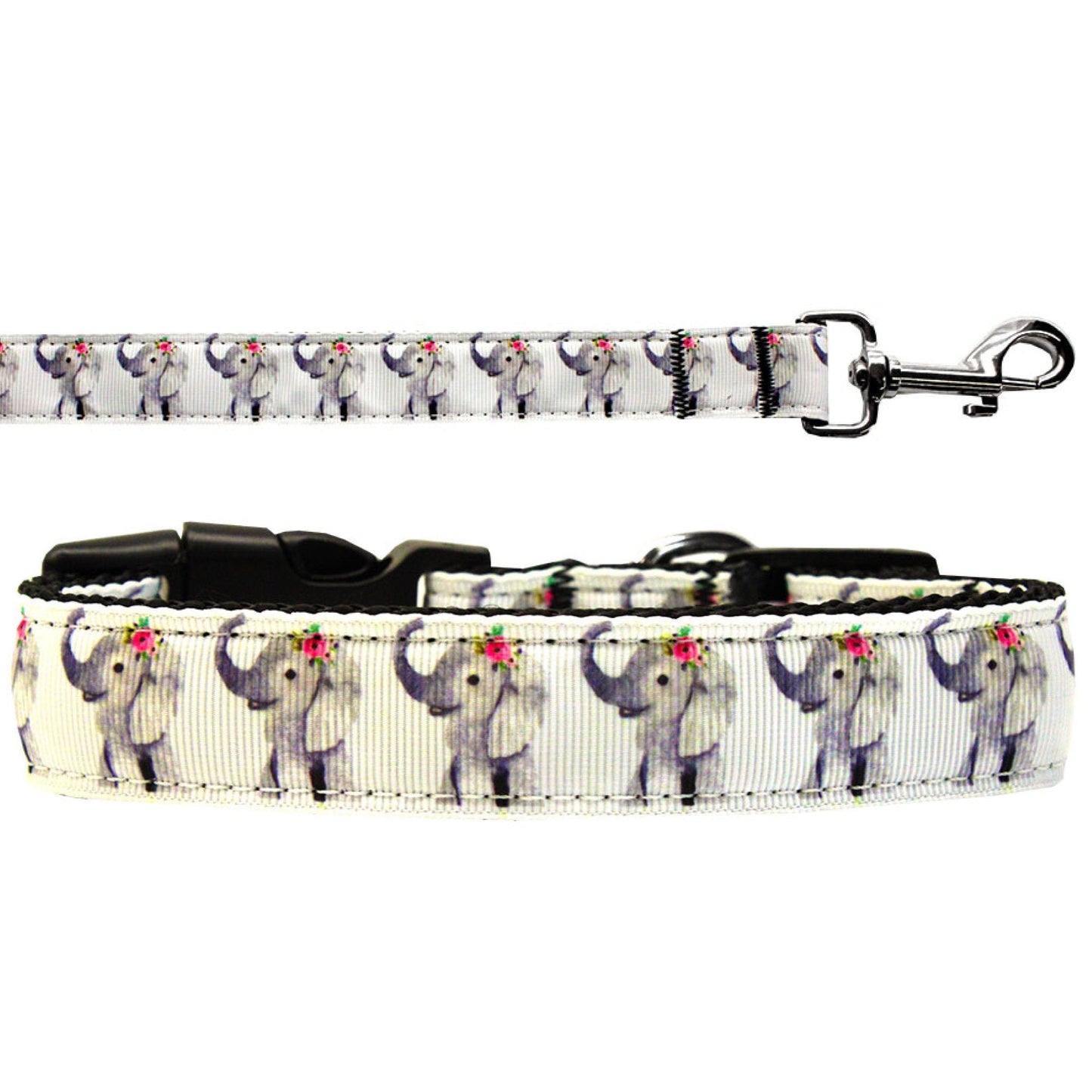 Pet Dog & Cat Nylon Collar or Leash, "Pretty Baby Elephants"