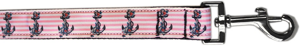 Pet Dog & Cat Nylon Collar or Leash, "Pink Anchors"