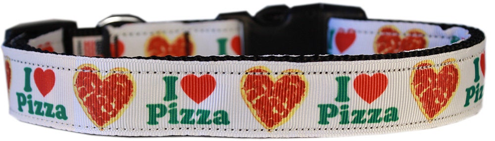 Pet Dog & Cat Nylon Collar or Leash, "Pizza Party"