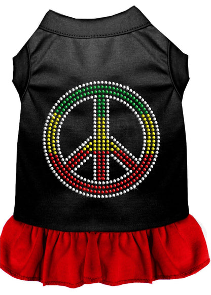 Pet Dog & Cat Dress Rhinestone, "Rasta Peace"