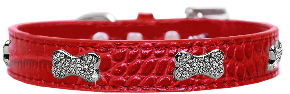 Dog, Puppy & Pet Designer Croc Collar, "Crystal Bone"