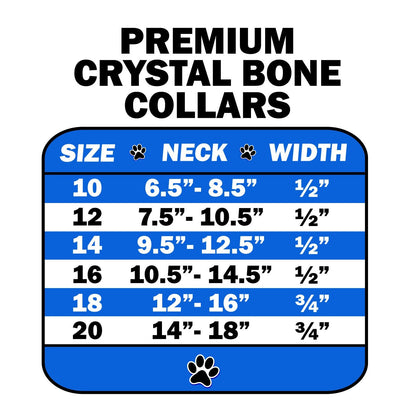 Dog, Puppy & Pet Premium Collar, "Clear Crystal Bone"