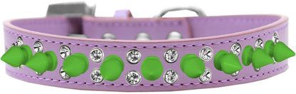 Pet and Dog Spike Collar, "Double Crystal & Neon Green Spikes"