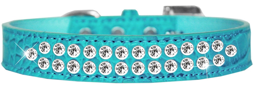 Dog, Puppy & Pet Designer Croc Collar, "Two Row Clear Crystal Rimsets"