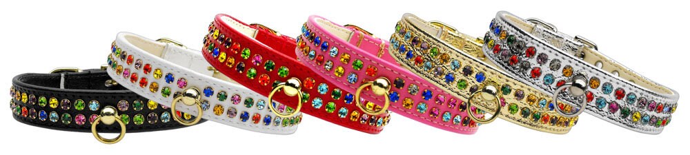 Dog, Puppy & Pet Collar, "#76 Two Row Confetti Crystal Jewelry Set"