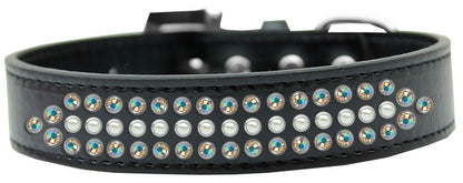 Dog, Puppy and Pet Fashion  Collar, "Ritz Pearl & Aurora Borealis Crystals Rimsets"