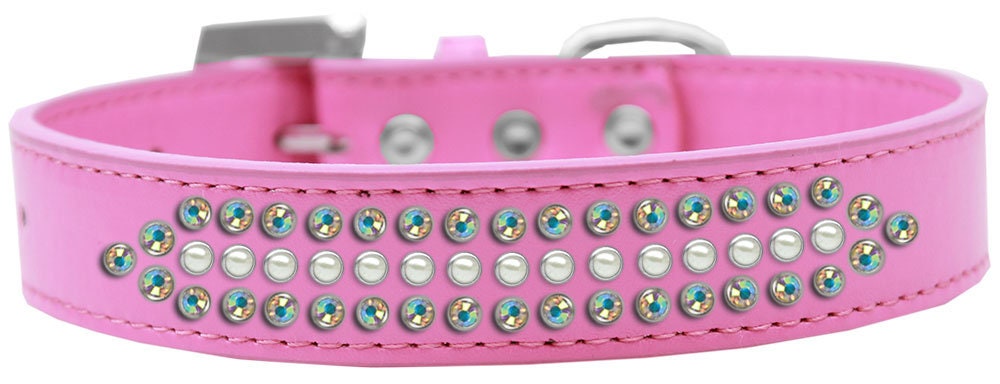 Dog, Puppy and Pet Fashion  Collar, "Ritz Pearl & Aurora Borealis Crystals Rimsets"