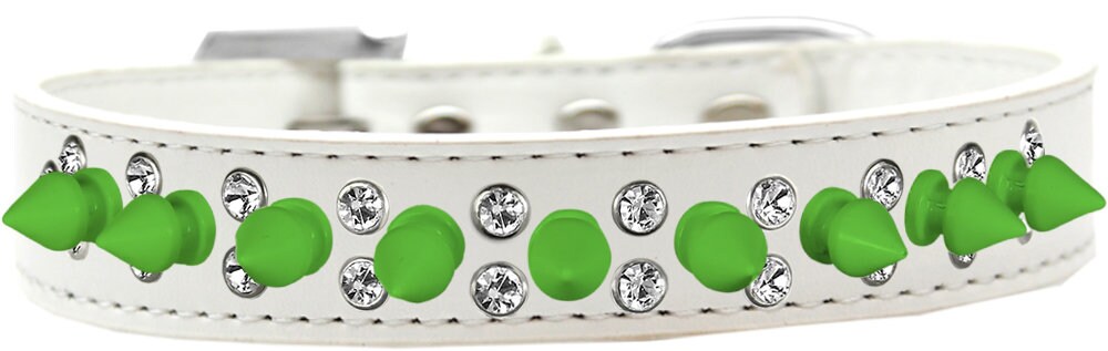 Pet and Dog Spike Collar, "Double Crystal & Neon Green Spikes"