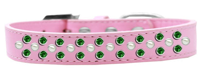 Dog, Puppy & Pet Fashion  Collar, "Pearl and Emerald Green Crystal Rimsets Sprinkles"