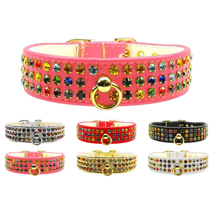 Dog, Puppy & Pet Collar, "Mardi Gras Three Row Confetti Jewel Set"