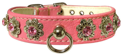 Dog, Puppy & Pet Collar, "Starlite Crystal Flower"