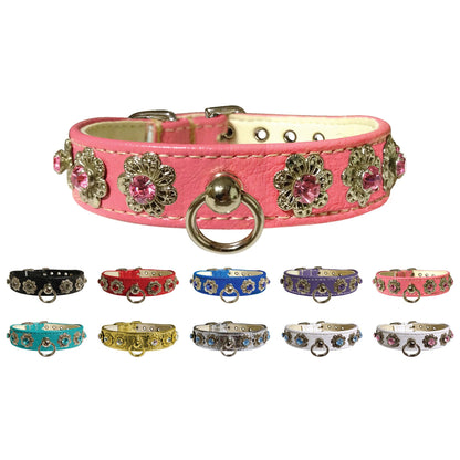 Dog, Puppy & Pet Collar, "Starlite Crystal Flower"