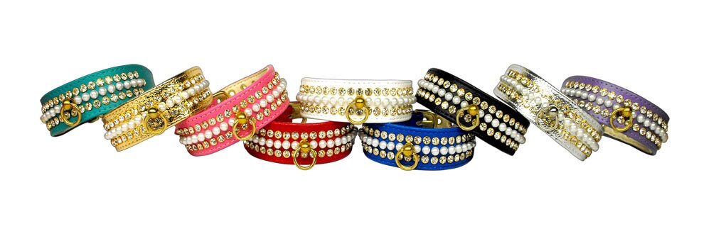 Dog, Puppy and Pet Collar, "Mini Pearl & Jewel"