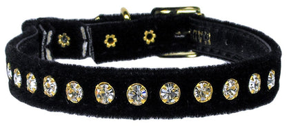 Premium Cat Safety With Band Collar, "Velvet One Row Rhinestone"