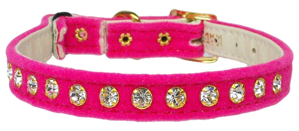 Premium Cat Safety With Band Collar, "Velvet One Row Rhinestone"