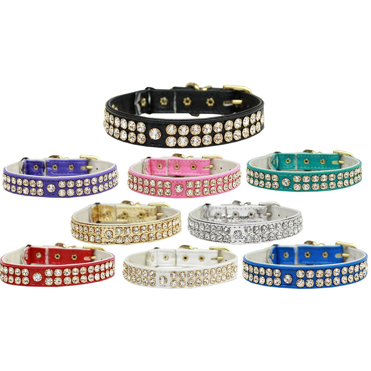 Cat Breakaway Collar, "Two Row Clear Crystal Swank"