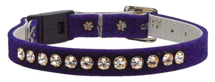 Premium Cat Breakaway Collar, "Velvet One Row Rhinestone"