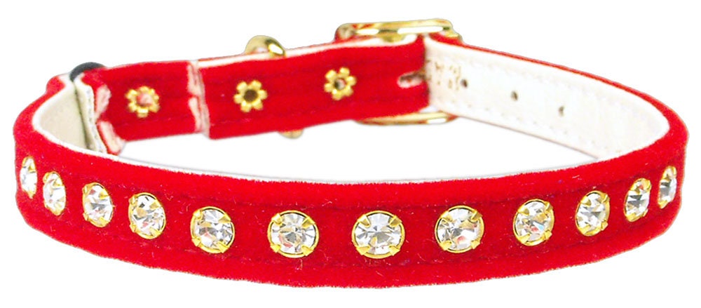 Premium Cat Safety With Band Collar, "Velvet One Row Rhinestone"