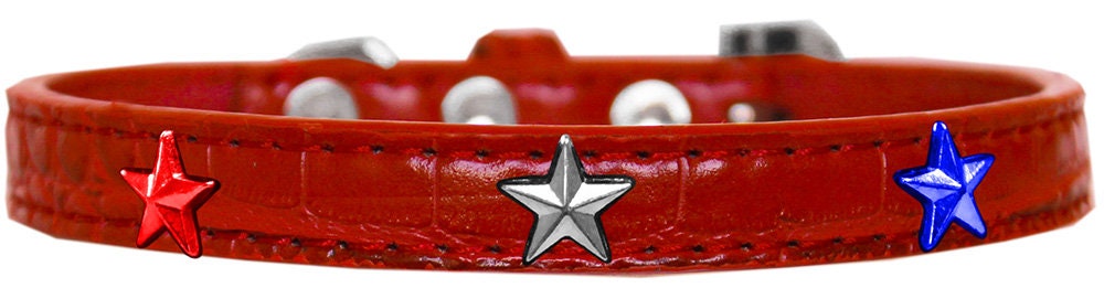 Dog, Puppy and Pet Designer Croc Widget Collar, "Red, White & Blue Stars"