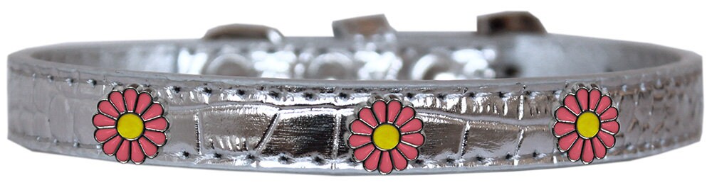 Dog, Puppy & Pet Designer Croc Widget Collar, "Pink Daisies"