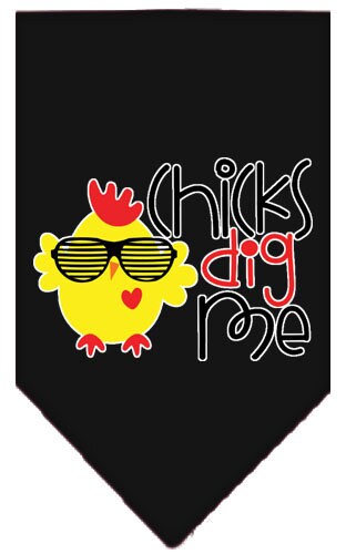 Pet and Dog Bandana Screen Printed, "Chicks Dig Me"