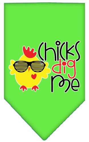 Pet and Dog Bandana Screen Printed, "Chicks Dig Me"