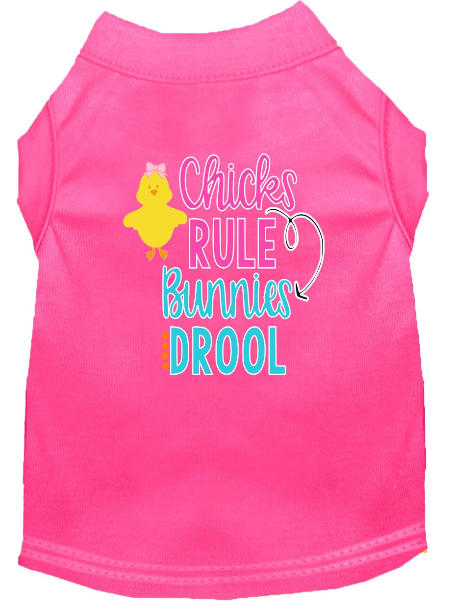 Pet Dog & Cat Shirt Screen Printed, "Chicks Rule, Bunnies Drool"