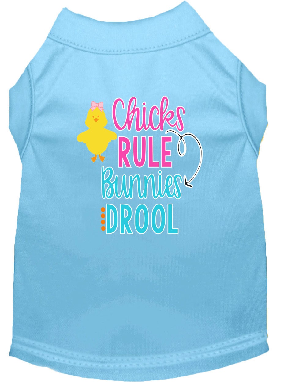 Pet Dog & Cat Shirt Screen Printed, "Chicks Rule, Bunnies Drool"