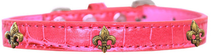 Dog, Puppy & Pet Designer Croc Widget Collar, "Bronze Fleur De Lis"