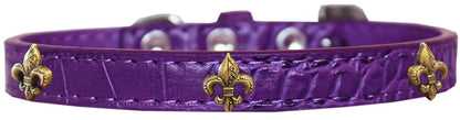 Dog, Puppy & Pet Designer Croc Widget Collar, "Bronze Fleur De Lis"