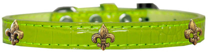 Dog, Puppy & Pet Designer Croc Widget Collar, "Bronze Fleur De Lis"